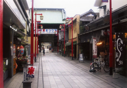 西新井大師山門の商店街